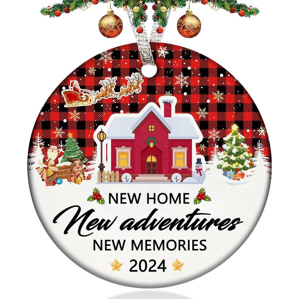 Enfeites de Natal 2024, Ornamento de Primeiro Natal para Casa Nova 2024, Presentes de Inauguração de Casa em Cerâmica Du