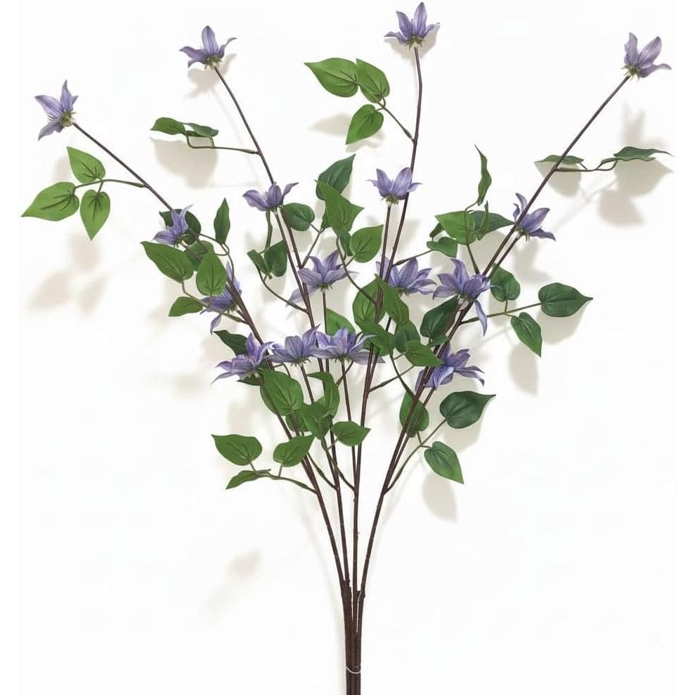 4 peças de hastes artificiais de clematis, galhos de flores azul-púrpura, 27,5" |   Pétalas de Seda, Núcleo de Arame Fle