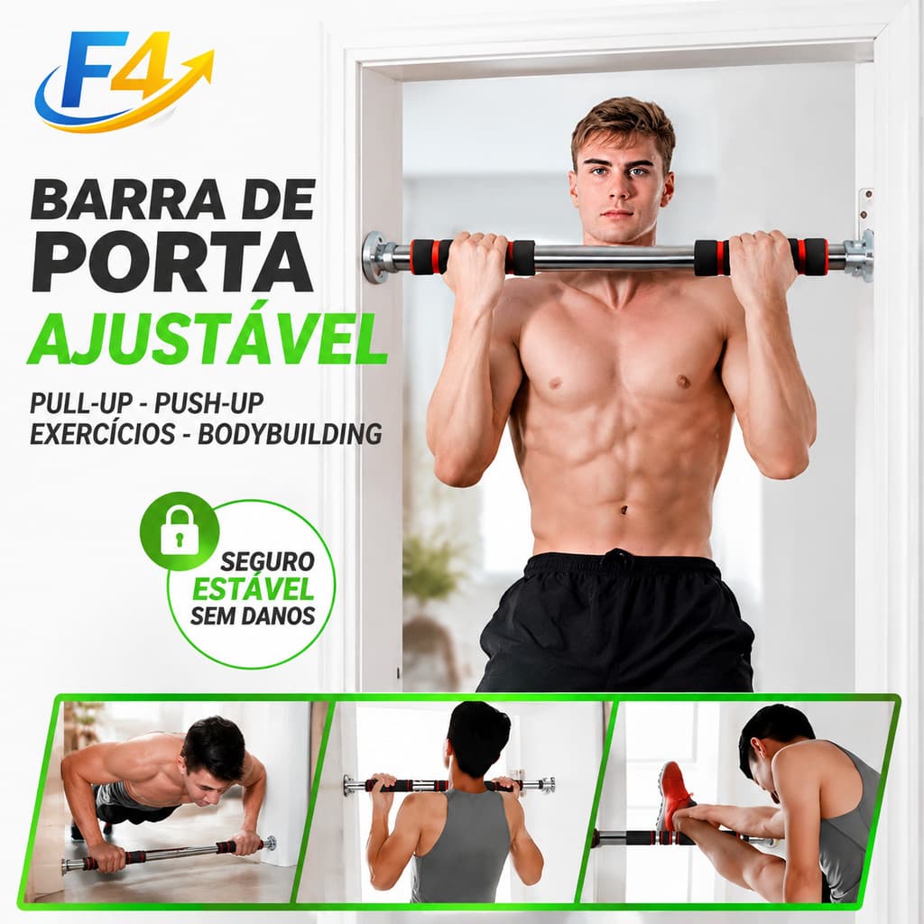 F4 Barra Fixa De Porta Flexão Exercícios Musculação Ajustável