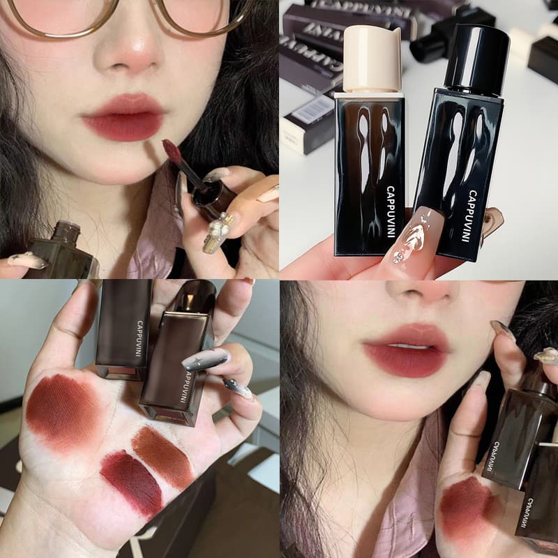 Cappuvini Water Wave Amber Lip Glaze - Aparência Natural, Iluminador, Acabamento Matte, Batom Aveludado com Textura de A