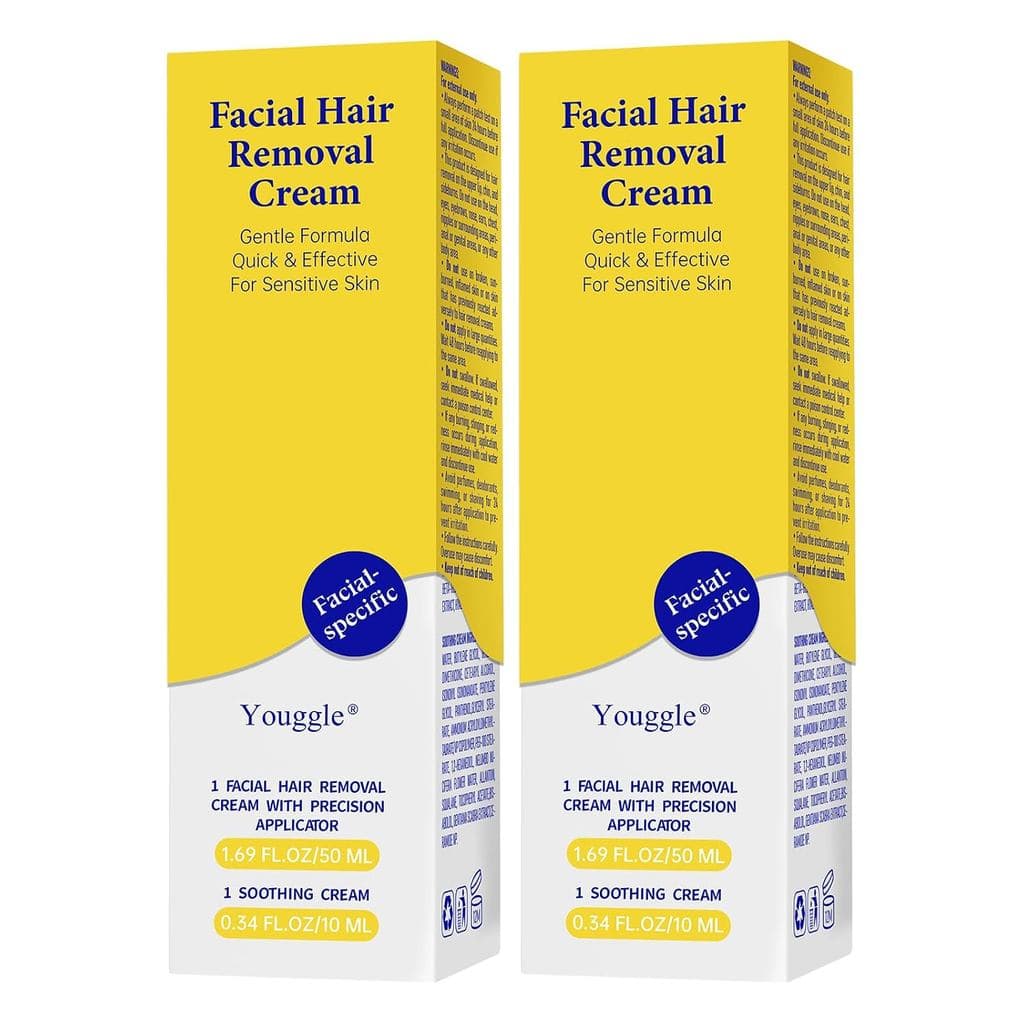 Remoção de Pelos Faciais em 5 Minutos para Mulheres, Creme Depilatório Indolor e Suave para Pele Sensível com Creme Calm