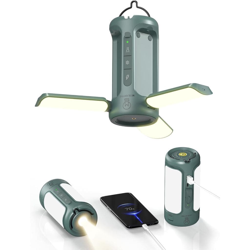 Lanterna de Camping Recarregável, Luz de Tenda e Lanterna 3 em 1, 1500LM, 10000mAh, Resistente à Água IP54, Base com Ros