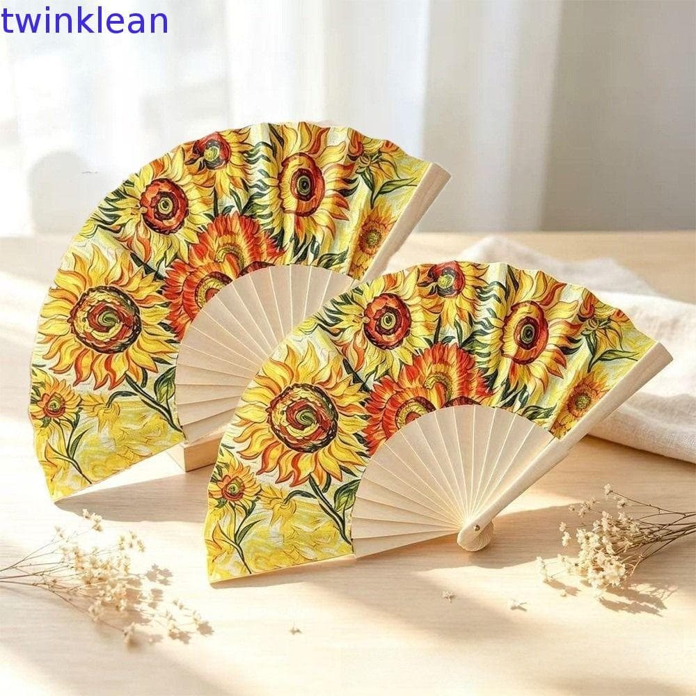 Ventilador De Pano , Dobrável De Girassol , Design Retrô Portátil Para Trabalho Manual , Decoração Decorativa De Festa