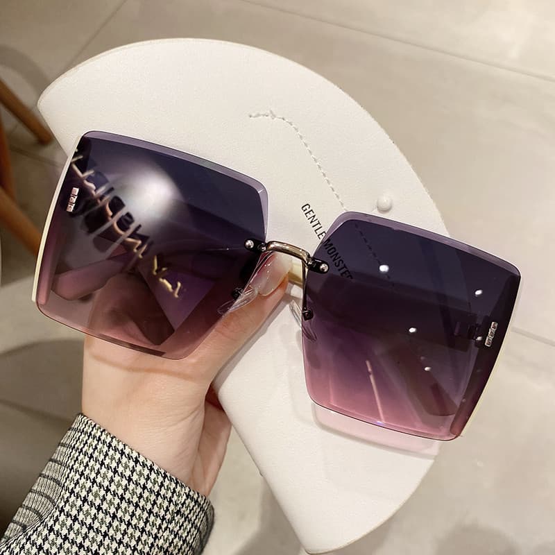 Óculos de sol marrom feminino verão grande quadro gradiente óculos de sol Anti-ultravioleta influenciador moda óculos de