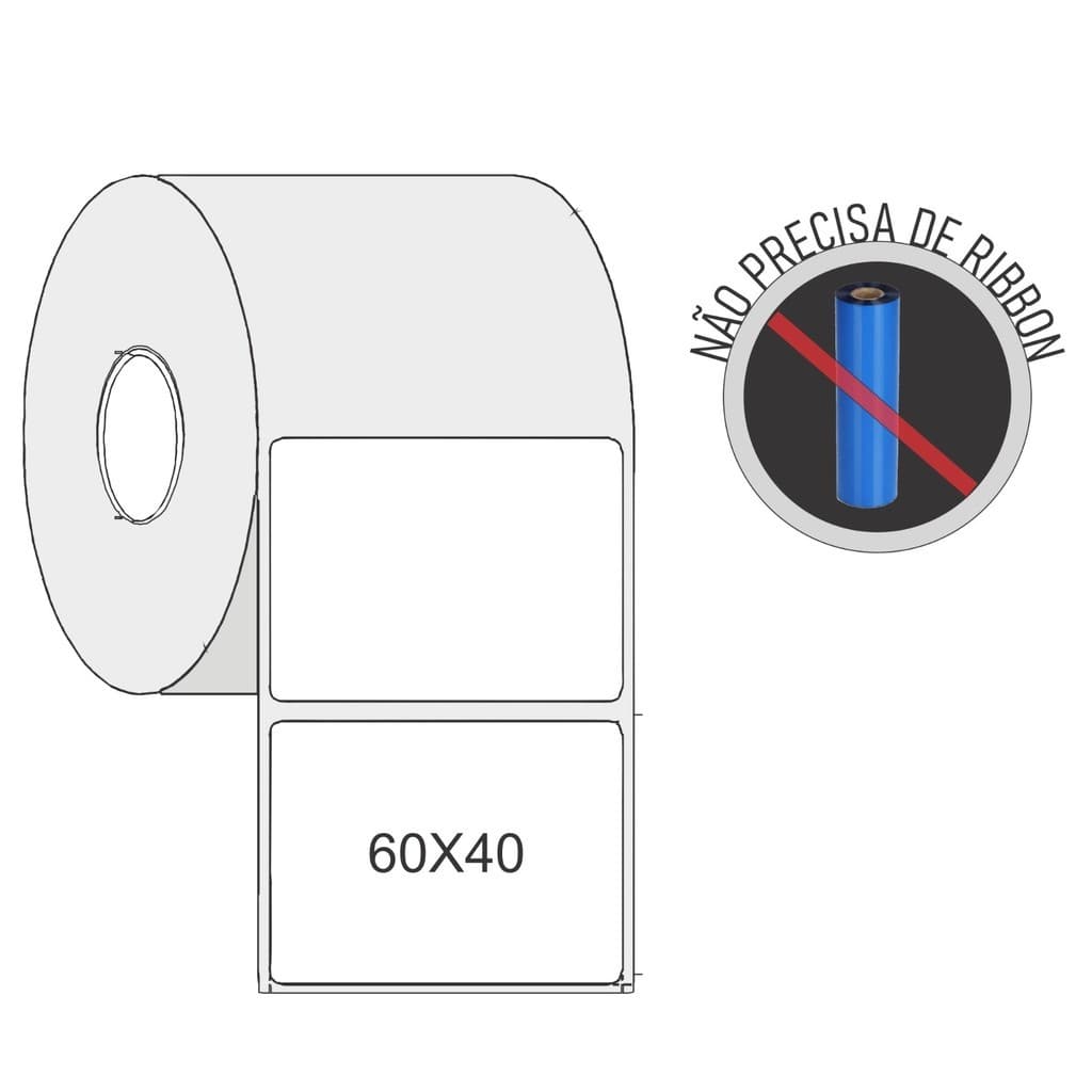 Etiquetas Adesivas Térmica direta 60x40 mm 465 Unidades Impressoras Zebra, Argox, Elgin e balança