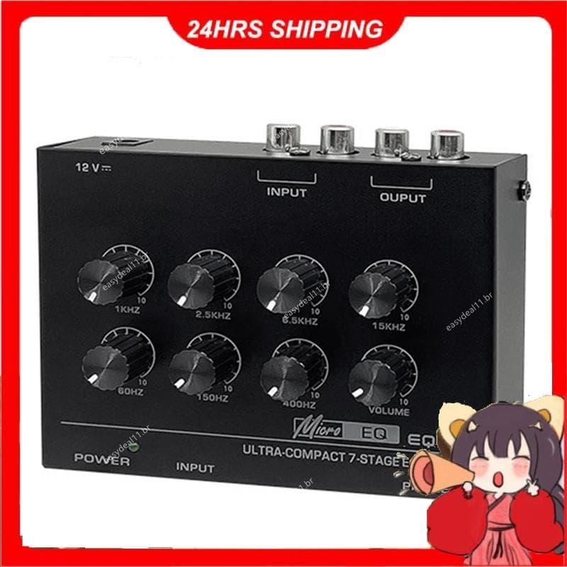 Pré-Amplificador EQ207 Equalizadores De 7 Bandas Modificadores De Som DC12V Entrada De Energia Mixer De Áudio