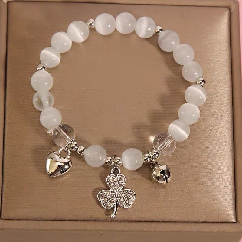 Pulseira requintada para namorada com Design de nicho de coelho doce Trefoil