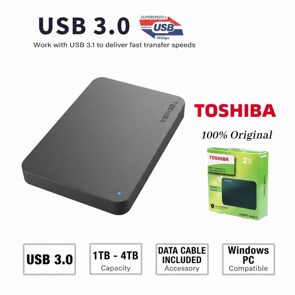 Toshiba⚡️ Disco Rígido Externo HDD 1TB/2TB/4TB SSD  USB 3.1 Tipo C Interface De Alta Qualidade
