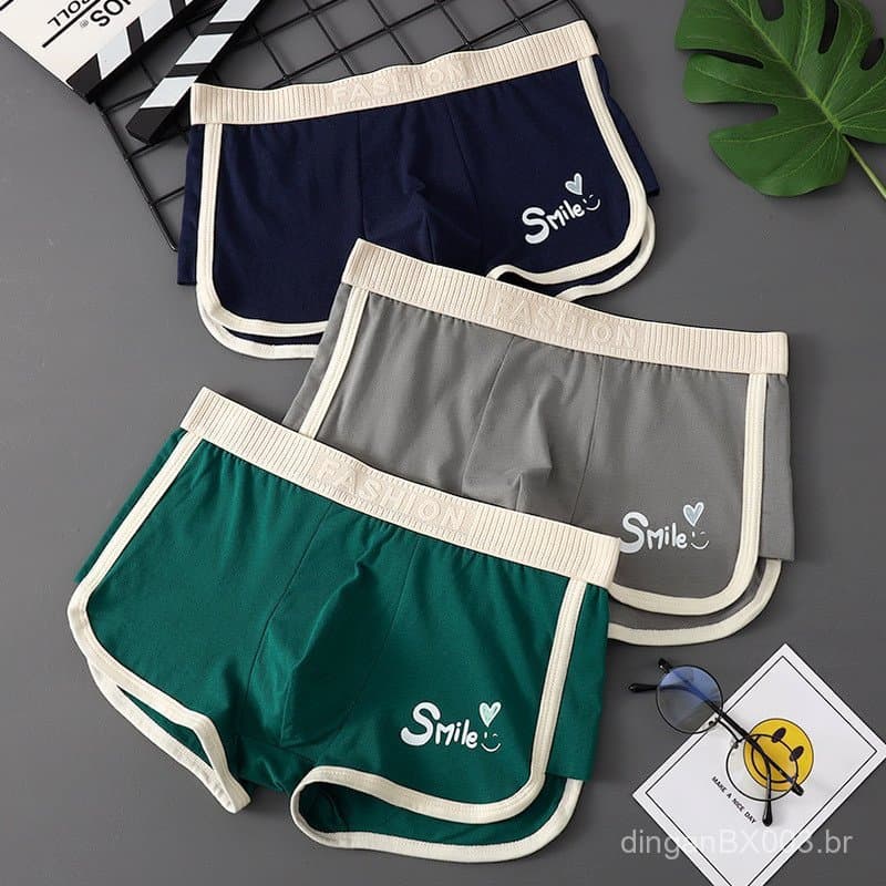 Roupa íntima masculina, 100% algodão, confortável e respirável, cuecas boxer masculinas, cuecas boxer personalizadas de