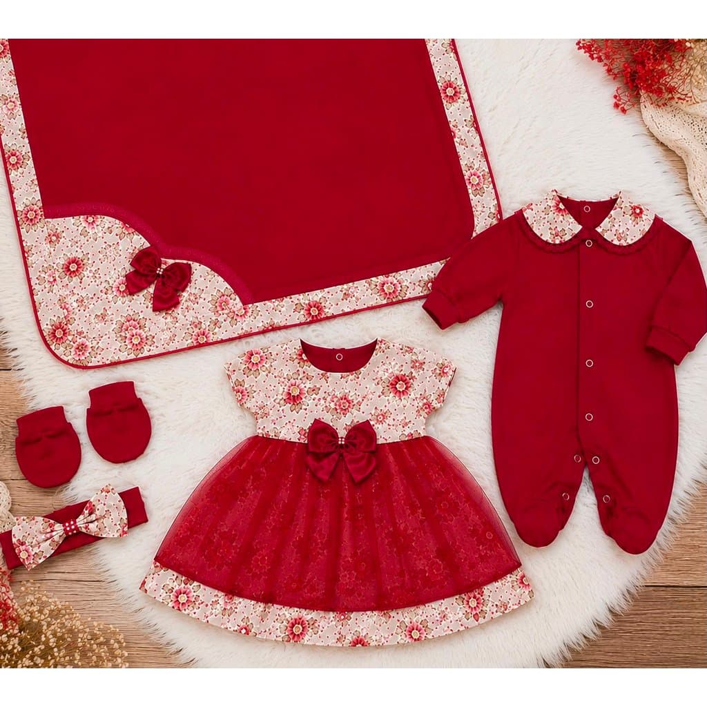 Kit Saída Maternidade Menina Vestido E Manta Forrada 100% Algodão