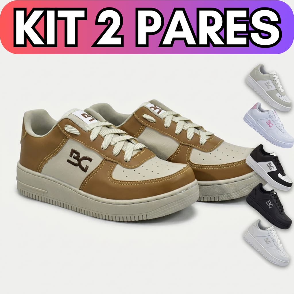 Kit 2 Tênis Feminino Casual  Macio Confortável Antiderrapante Costurado Macio  Menina Mulher 27 a 39