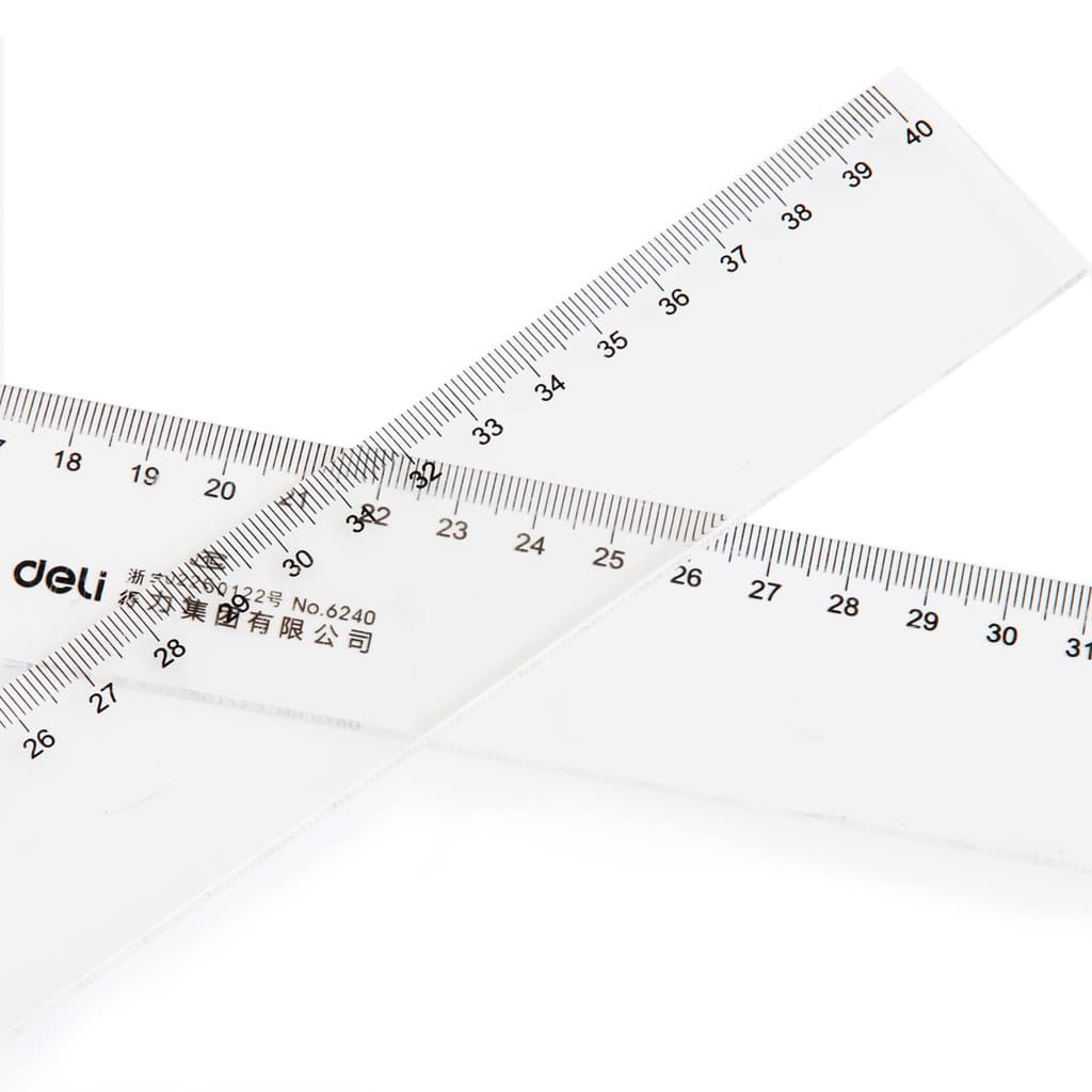 Deli 6240 Régua Transparente de Plástico 40cm Escola Primária Estudante Papelaria Ferramenta de Medição Régua Instrument