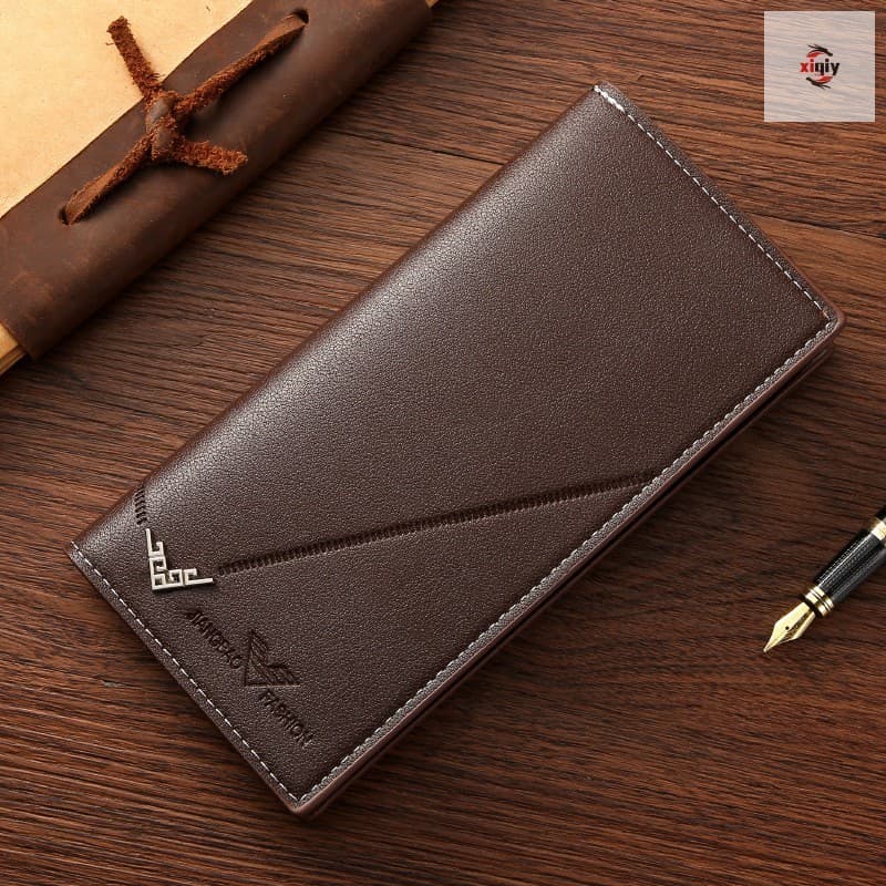 Carteira Masculina De Couro PU-Porta-Cartões Multifuncional Para Viagens Com Slot Passaporte
