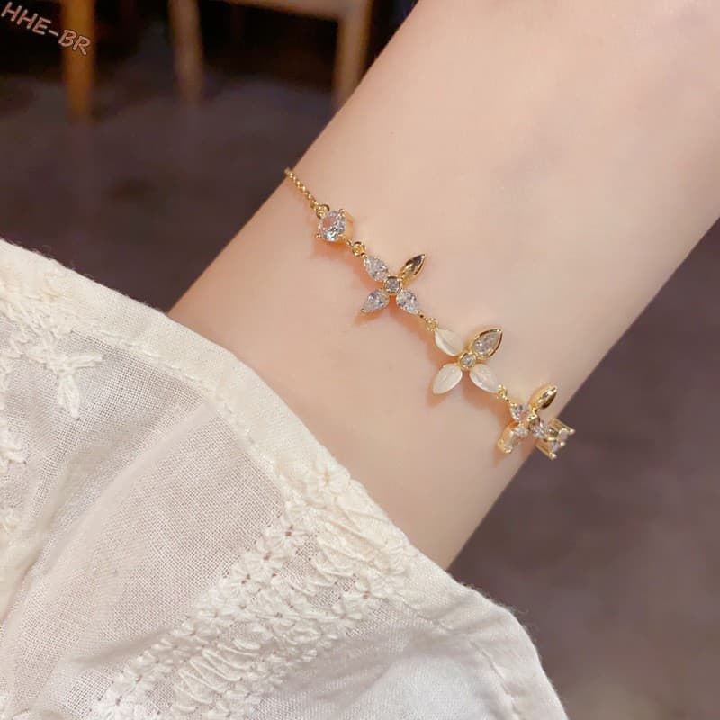 Pulseira De Flor De Opala De Zircão – Joias Leves E Luxuosas Para Mulheres