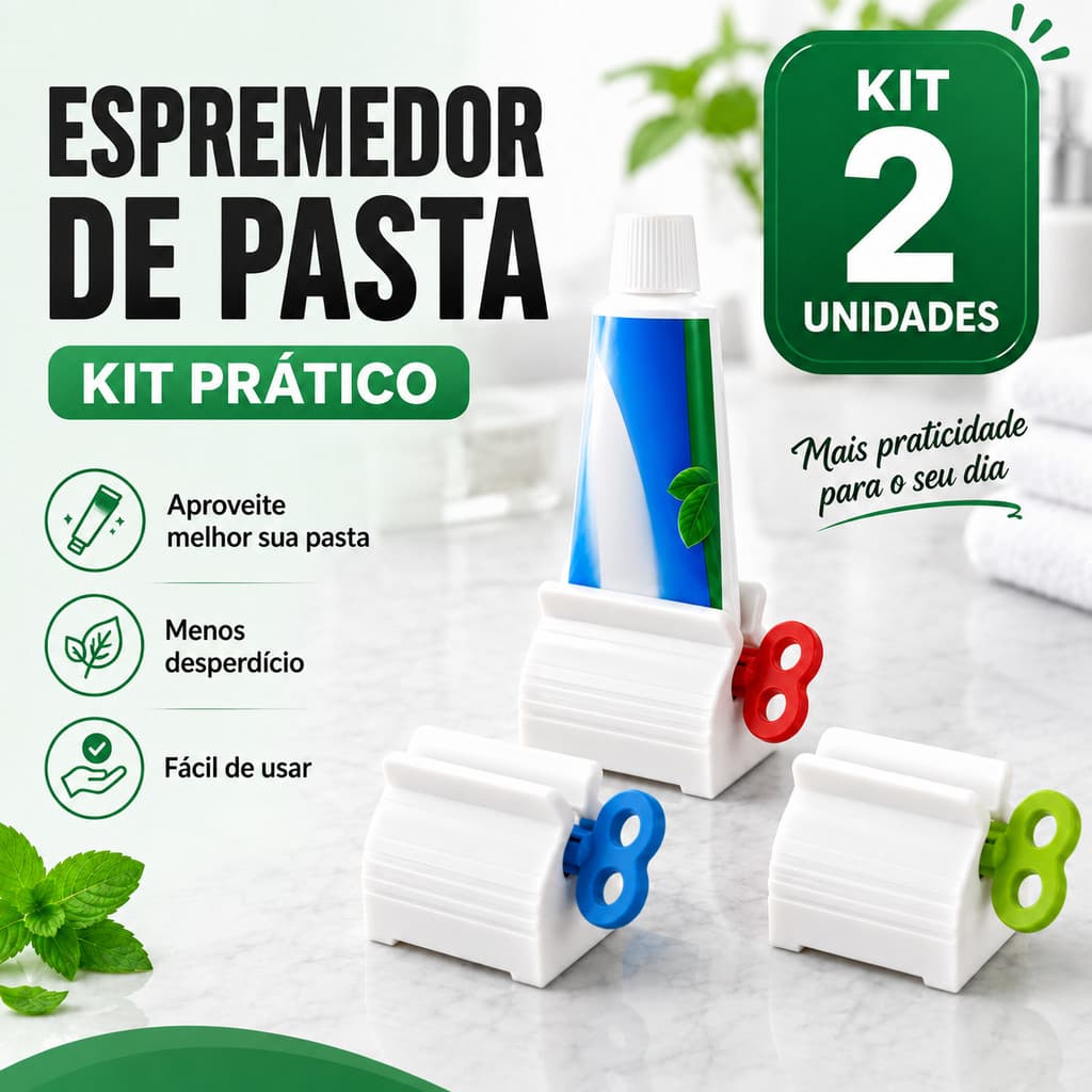 Kit 2 Espremedores de Pasta de Dente Giratório Evita Desperdício, Fácil de Usar e Econômico