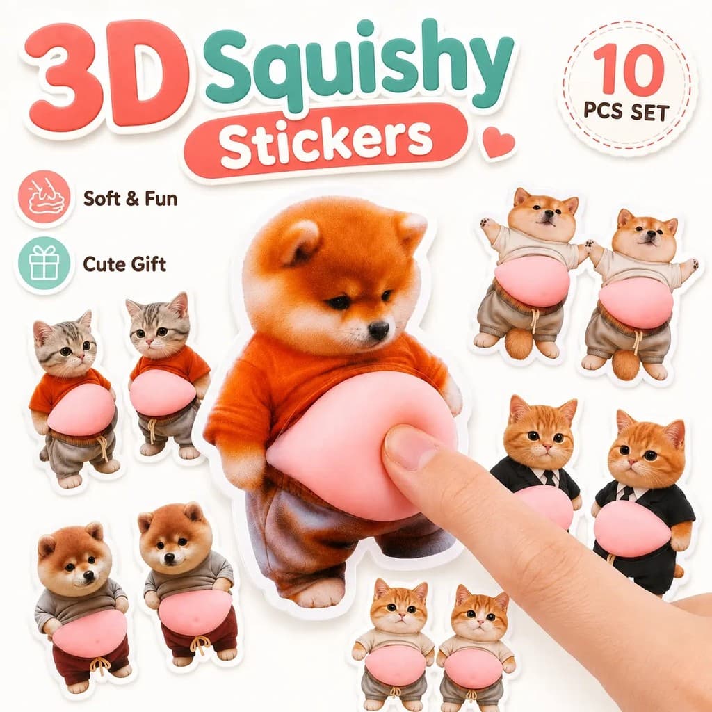 10 Unidades De Adesivos Fofos De Cachorro De Barriga Grande De Silicone 3D-Acessórios Portáteis À Prova D'água Resistent