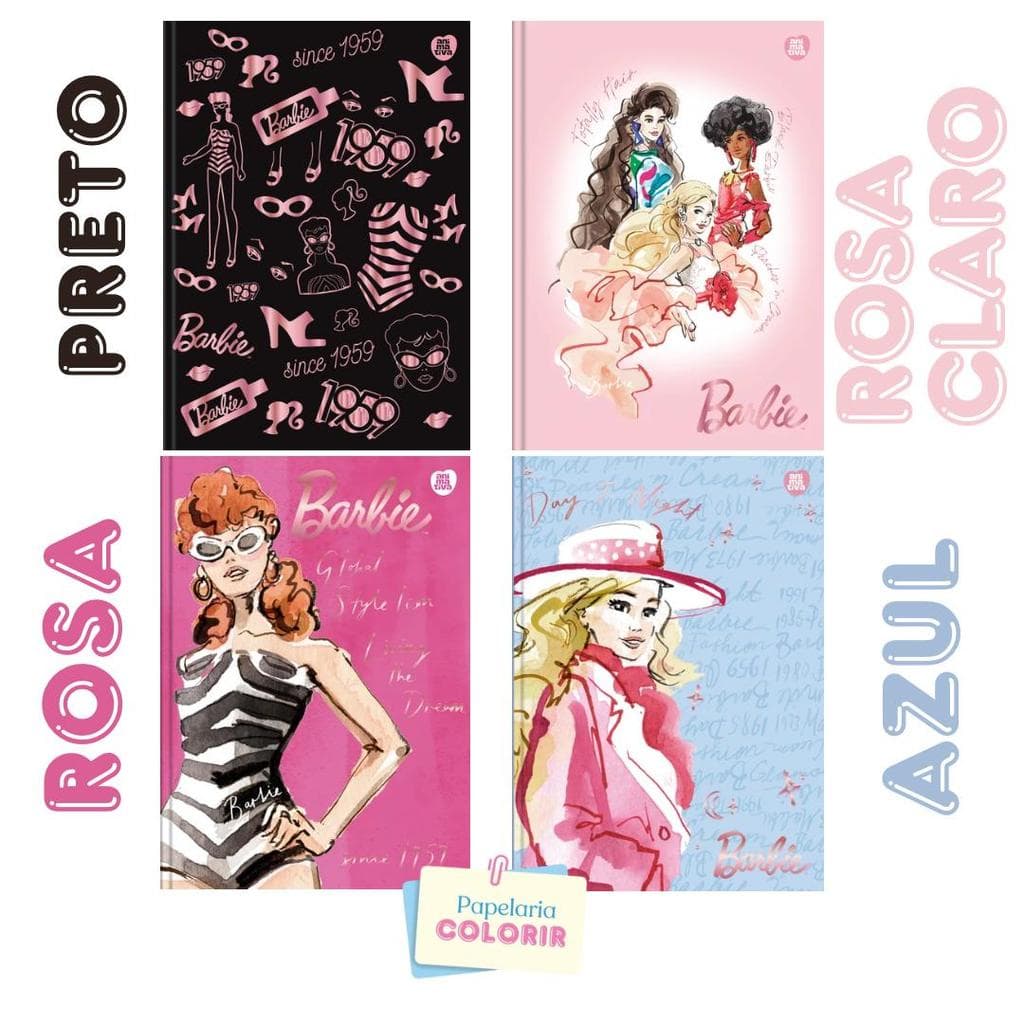 Caderno Brochura Colegial Barbie 80 Folhas Decoradas - Animativa