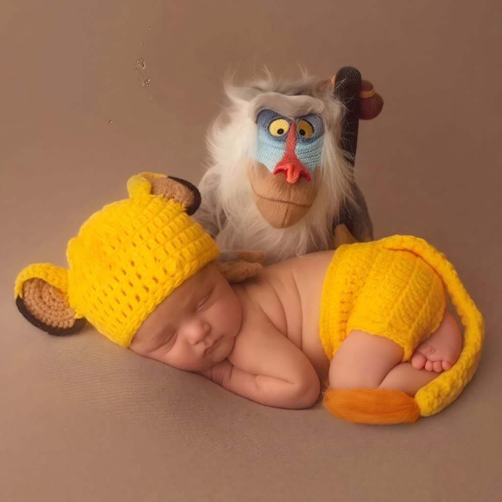 Roupas para fotos de bebês recém-nascidos, rei leão, roupas fotográficas, fazendo leões