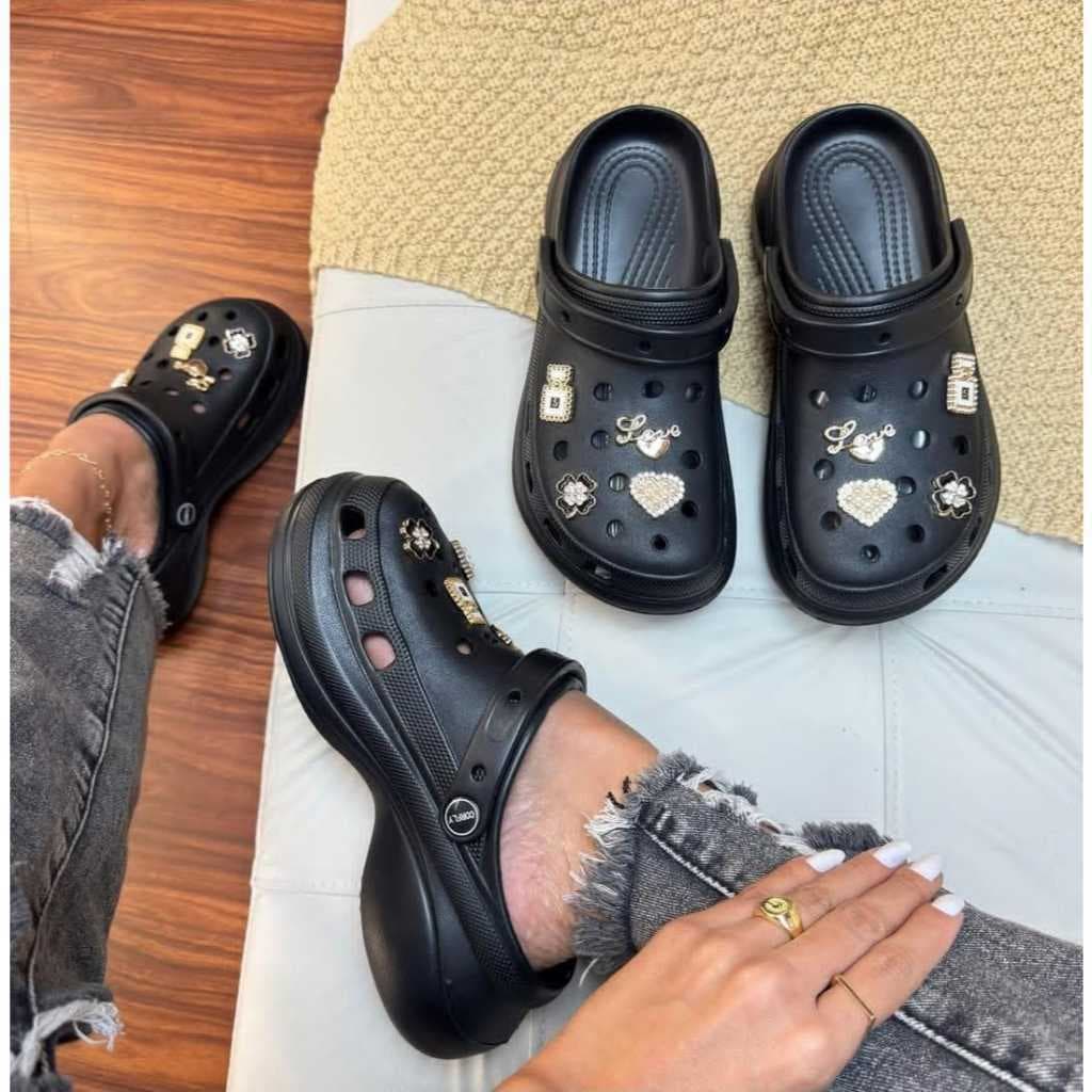 Babuche Plataforma Com Apliques Levinho Sandália Nuvem 100% EVA Disp. 3 Cores