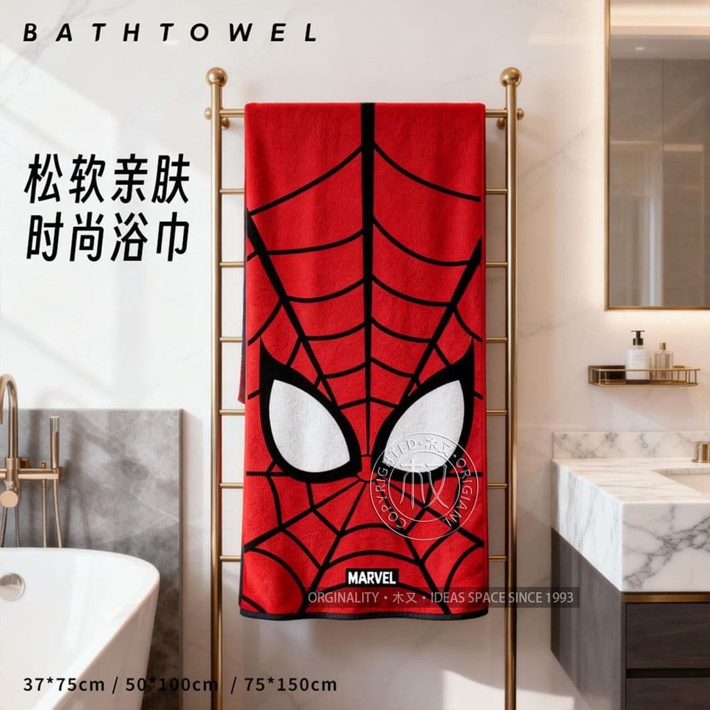 Nova Disney Spiderman absorvente toalha de banho toalha macia ano banho doméstico jardim de infância rosto toalha2026081