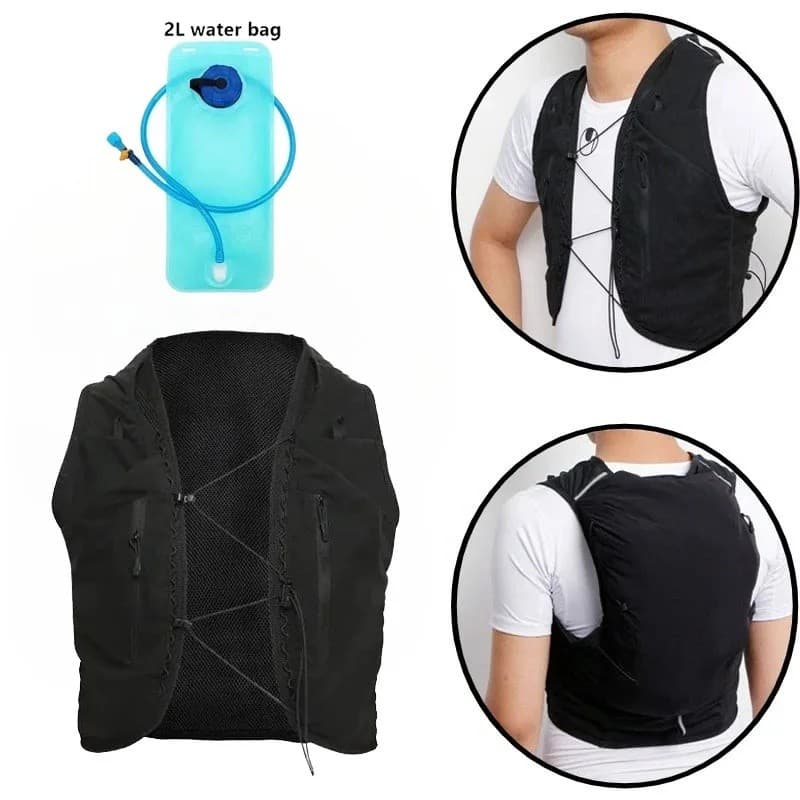 Colete de Hidratação para Corrida em Trilha ao Ar Livre com Mochila de Grande Capacidade, Camiseta de Hidratação para Ci