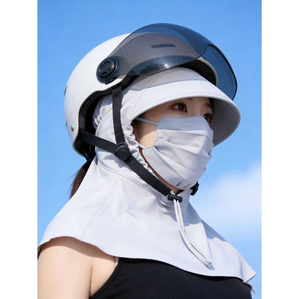Máscara de proteção de pescoço de uma peça chapéu feminino verão proteção ultravioleta ciclismo capacete forro proteção