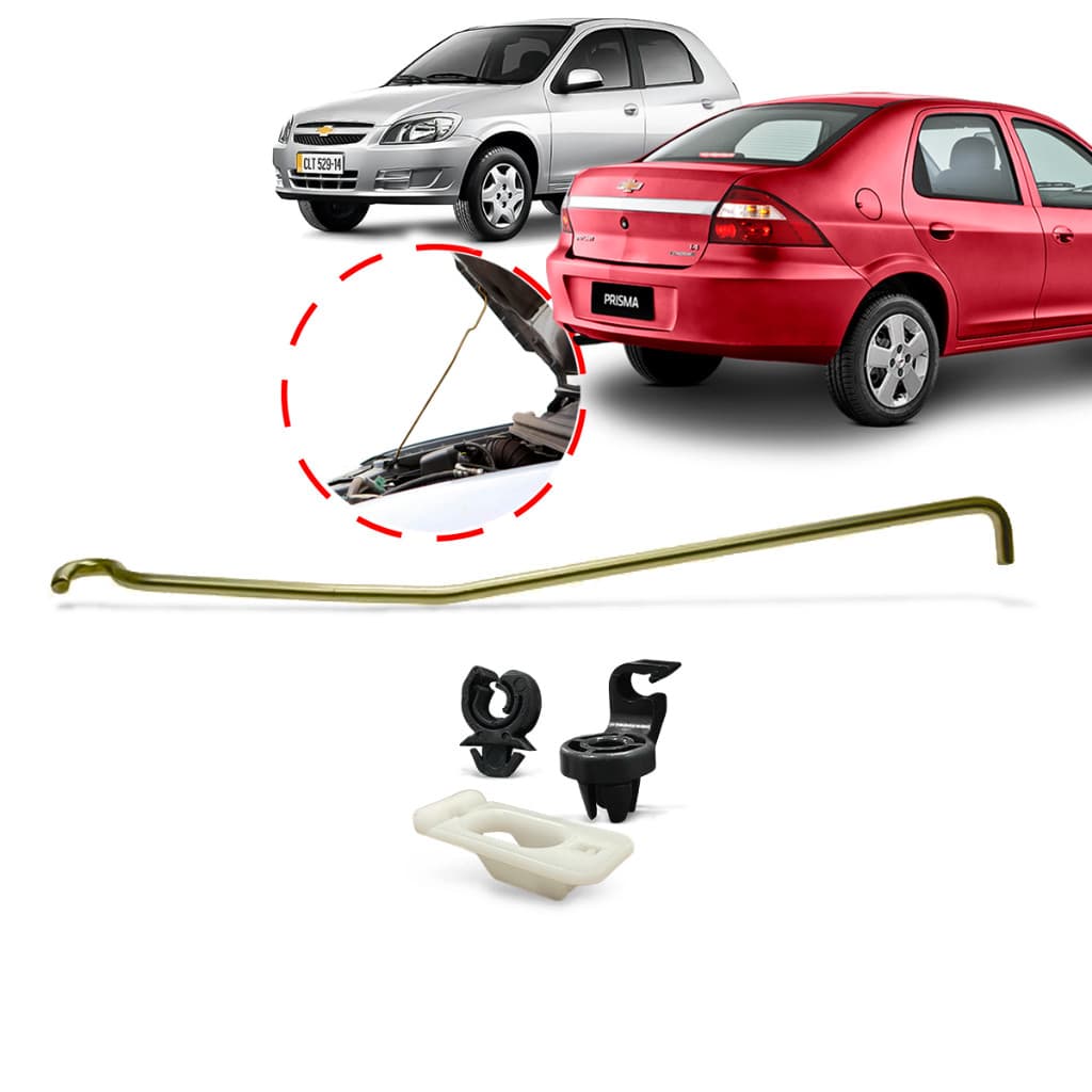 Kit Haste Vareta Abertura Capo+Grampos Celta Prisma 2007 2008 2009 2010 2011/2016
