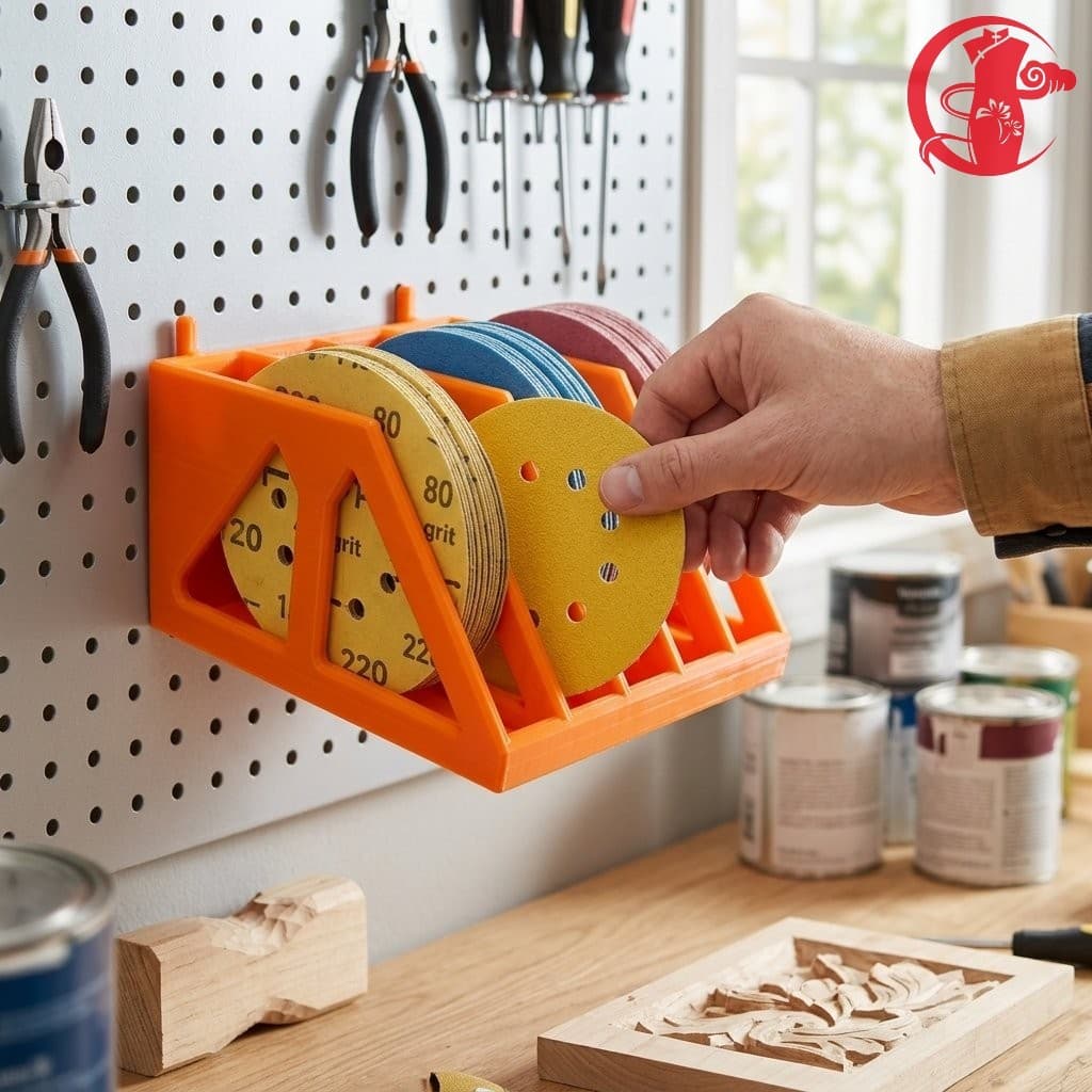Organizador De Disco De Lixa De 5 Polegadas Suporte De Trilho De Pegboard Rack De Armazenamento De Plástico Impresso Em