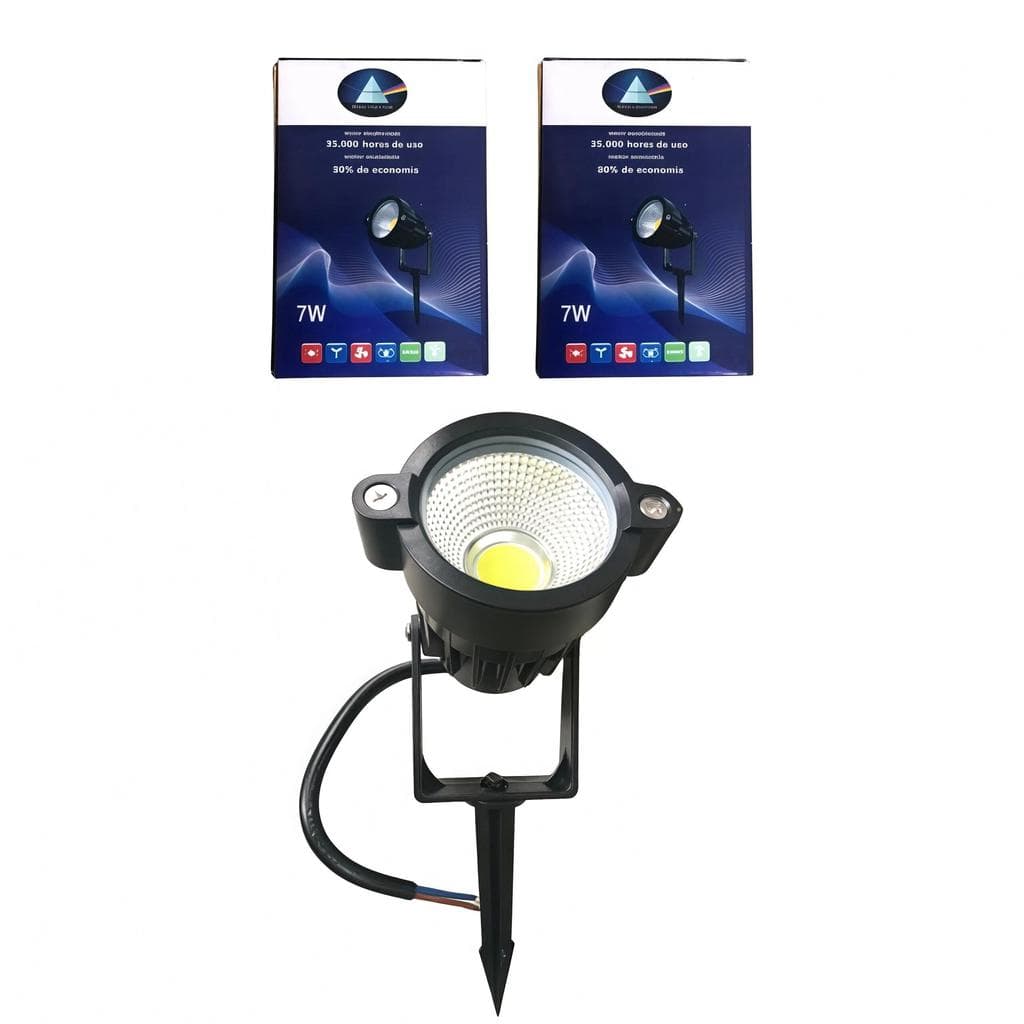 Kit 2 Luminária Espeto Jardim LED 7W COB Branco Frio Quente Verde Ip65 Prova Dagua Bivolt Iluminação Externa Paisagismo