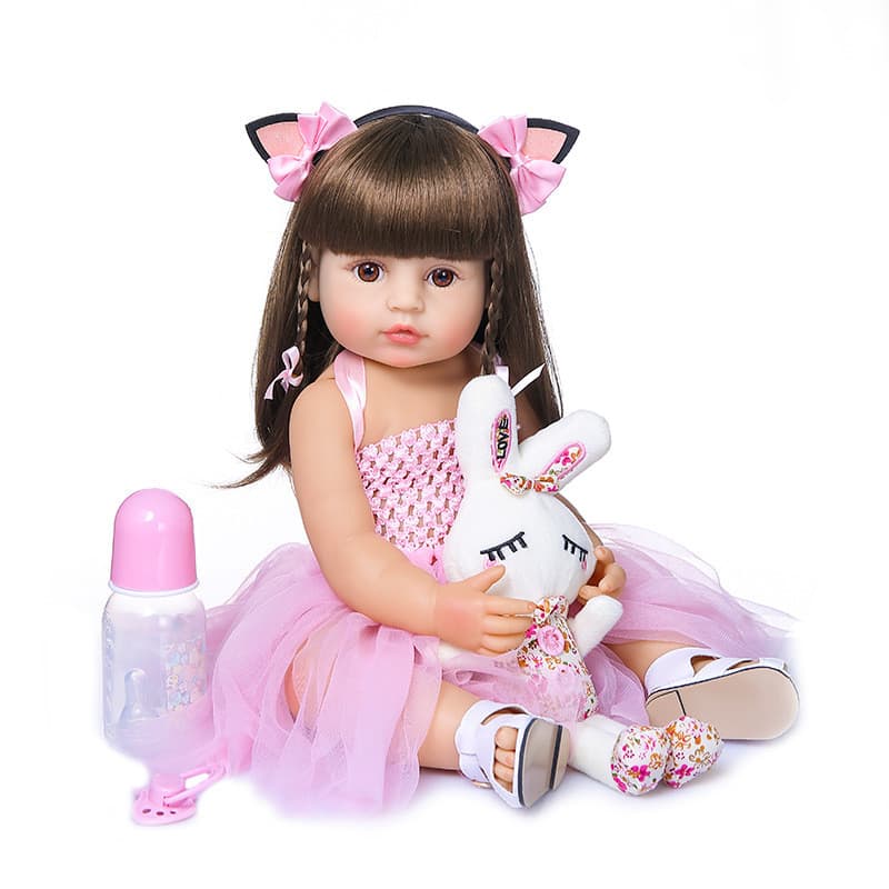 Boneca realista de bebê reborn de 55 cm, totalmente em silicone e resistente à água