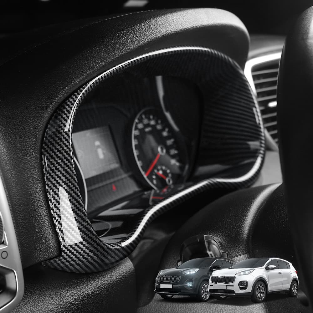 Fibra De Carbono Estilo Grão Madeira Painel Velocímetro Odômetro Em Torno Da Guarnição Quadro Capa Para Kia Sportage 201