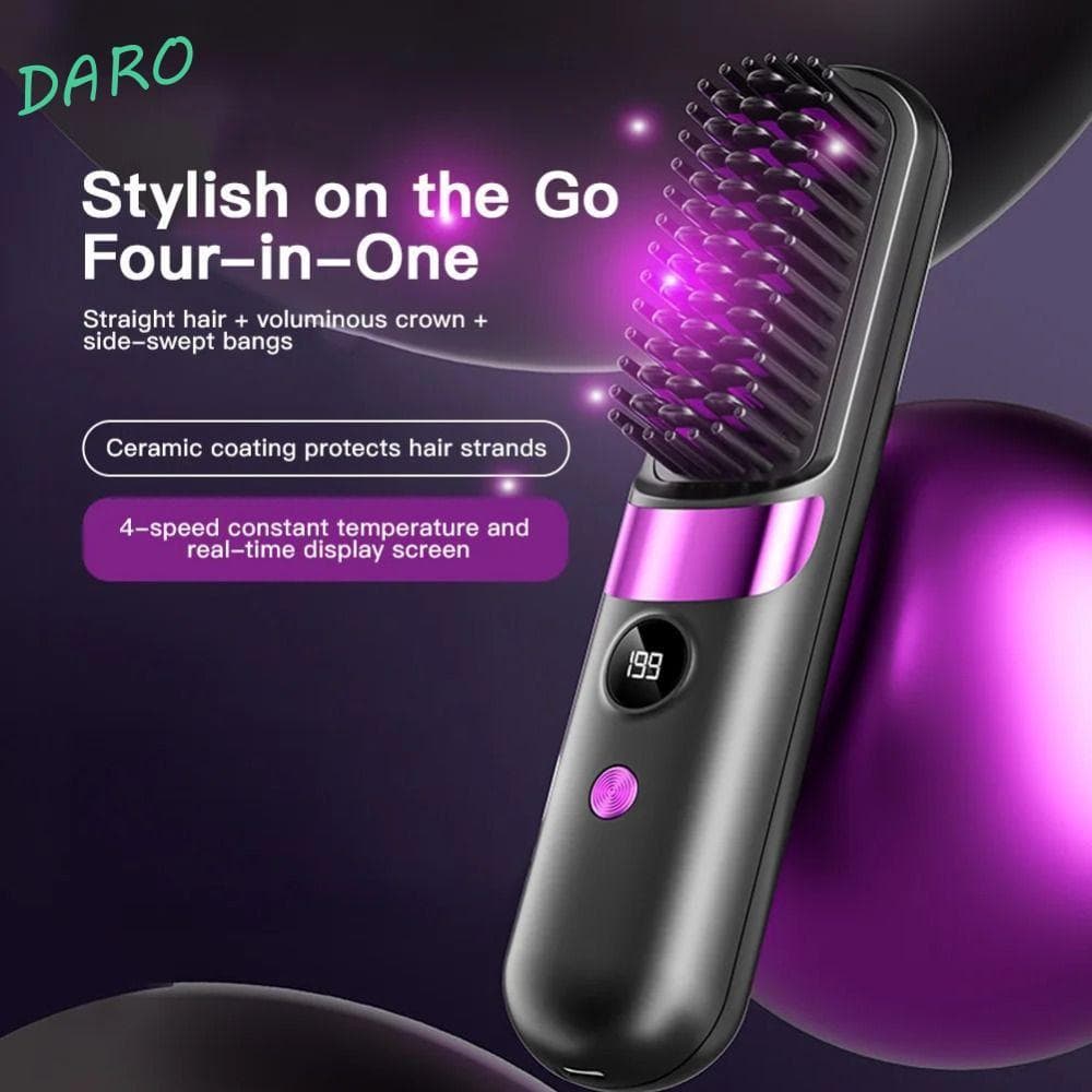 Escova Alisadora De Cabelo DARO , Alisador Portátil Com Tecnologia Iônica Display LCD , 4 Configurações De Temperatura