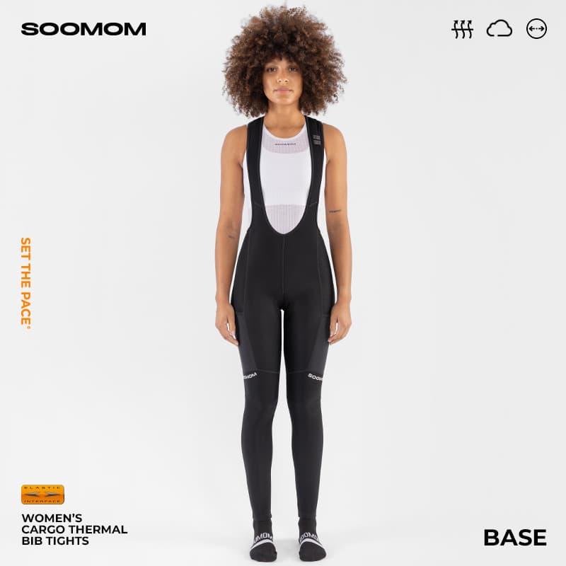 SOOMOM | BASE Senhoras Dupla Seta Armazenamento Alça de Lã Calças de Ciclismo Bicicleta de Estrada Roupas Térmicas