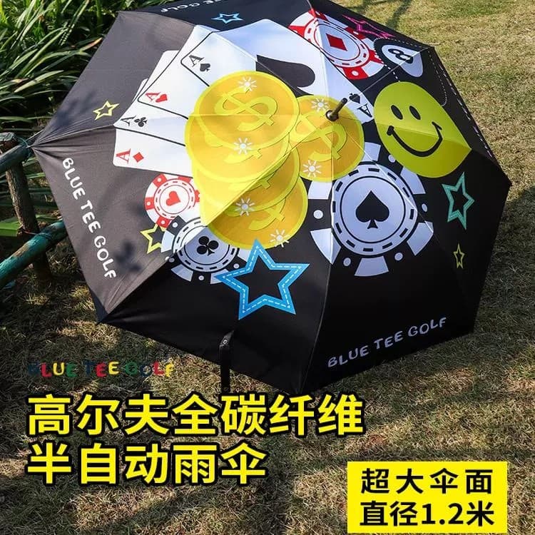 Blueteegolf Golf Guarda-chuva Dedicado Fibra de Carbono Alça Longa Ultra Leve Guarda-sol Vinil Protetor Solar Guarda-sol