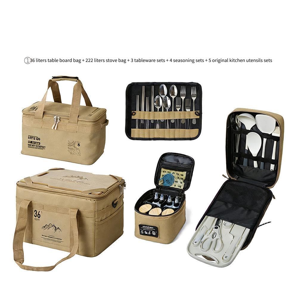 Acampamento Ao Ar Livre Conjunto De Equipamentos De 5 Peças Dobrável Tático Quadrado Saco De Armazenamento Multifunciona