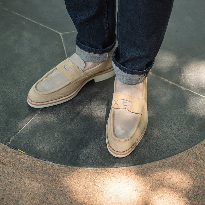 Out décima borda costurada à mão artesanato sapatos de couro camurça de vaca masculino Casual mocassim Pence mocassim sa