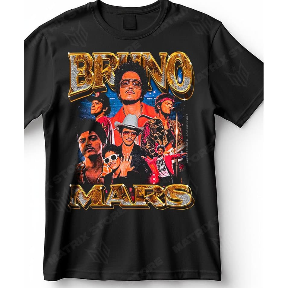 Camisa Bruno Mars Rei do Pop Blusa Camiseta de Artistas 100% Algodão estampado