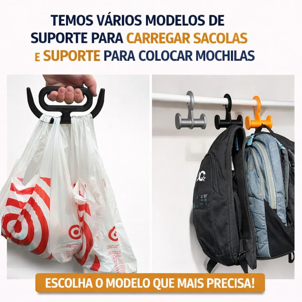 Alça Pegador para Sacolas Pesadas – Suporta 20kg | Conforto na Mão organizador cozinha lavanderia quarto