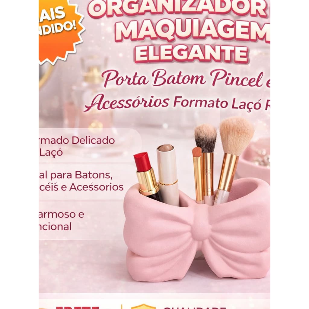 Organizador de Maquiagem Porta Batom e Pincéis Porta Maquiagem Laço Decorativo Porta Perfume maquiagem beleza feminina