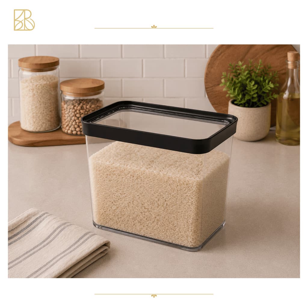 Pote Hermético 4L Premium com Tampa | Pote Hermético para Arroz | Organizador Grande para Alimentos