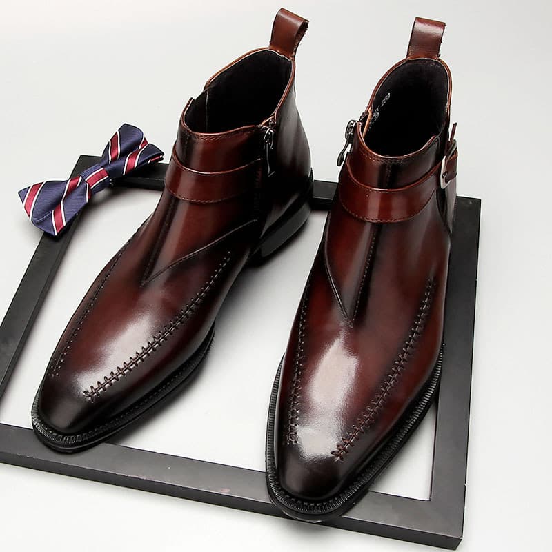 Goody sapatos de couro de cano alto feitos à mão masculinos botas Martin de bico fino botas de couro masculinas botas cu