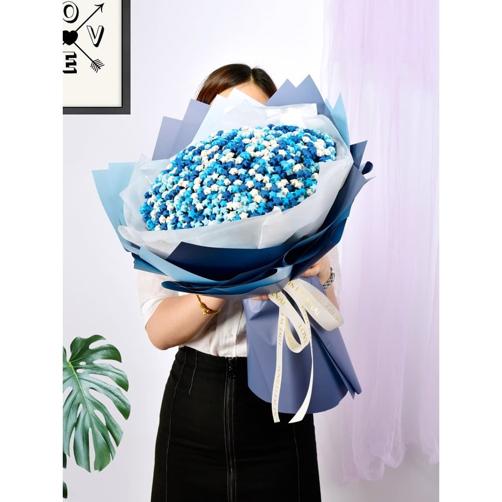 Finger Art Era Hand-Origami Star Bouquet DIY Pacote de Material feito à mão Gypsophila Conjunto completo Produto acabado