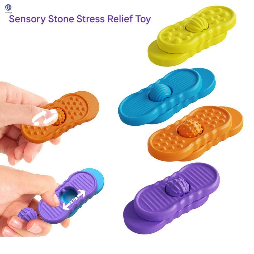 Brinquedo Sensorial De Bola Rolante-Pedra De Preocupação De Silicone Texturizada Para Alívio De Ansiedade De Autismo