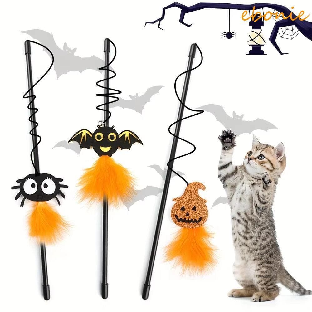 EBONIE 3 Peças De Brinquedos Para Gatos De Halloween , Brinquedo Interativo Engraçado De Varinha De Gato Bastão De Provo