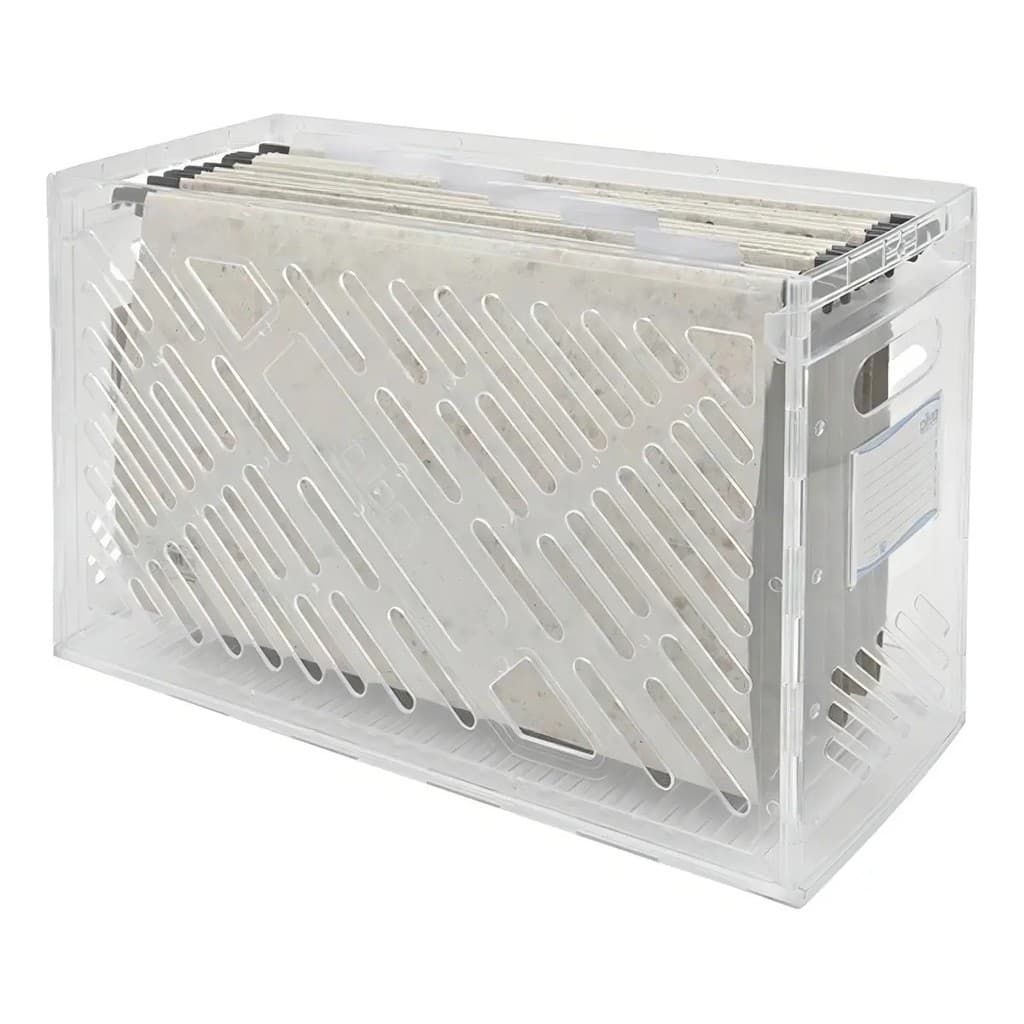 Caixa Arquivo Plástico Cristal Dello Ofício com 6 Pastas Organizador