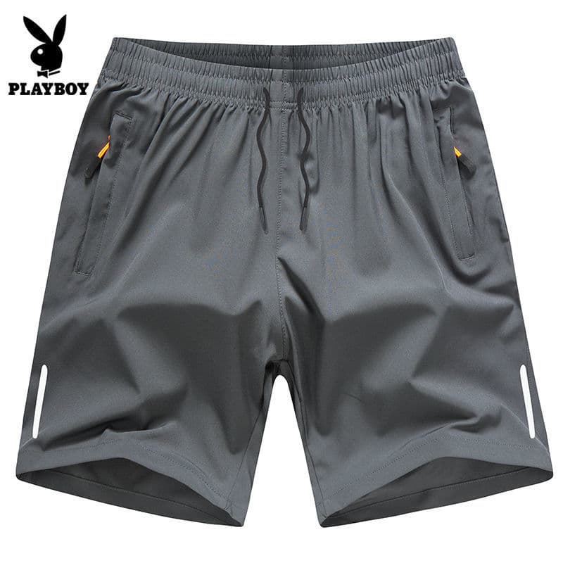 Playboy Shorts de seda gelo calças cortadas masculinas soltas na moda calças casuais meninos correndo estiramento verão