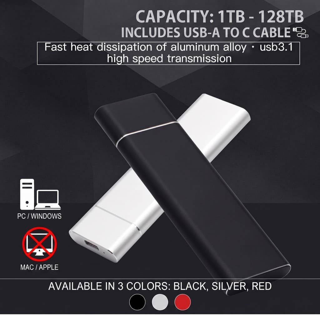 Disco rígido externo 4TB/8TB/16TB Disco rígido externo 30TB Unidade de estado sólido portátil 1TB/2TB Disco rígido exter