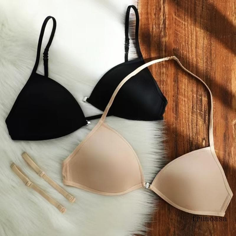Sutiã Push Up Fechamento Frontal Fru, Armação Mergulho, Alça Espaguete, Bralette Triangular