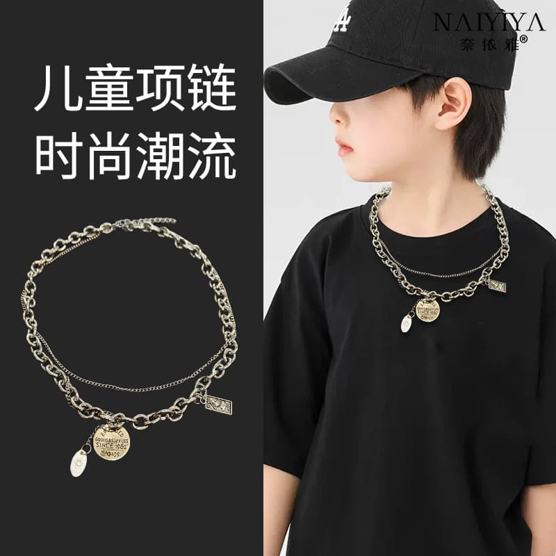 Crianças colar meninos moda rua dança colar passarela acessórios na moda Hip Hop meninos único pingente pingente meninas