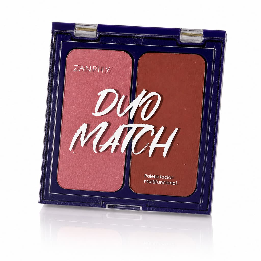 Blush Duo Match 7g Marrom Rosa Matte Aveludado Cremoso Efeito Glow Facial Zanphy
